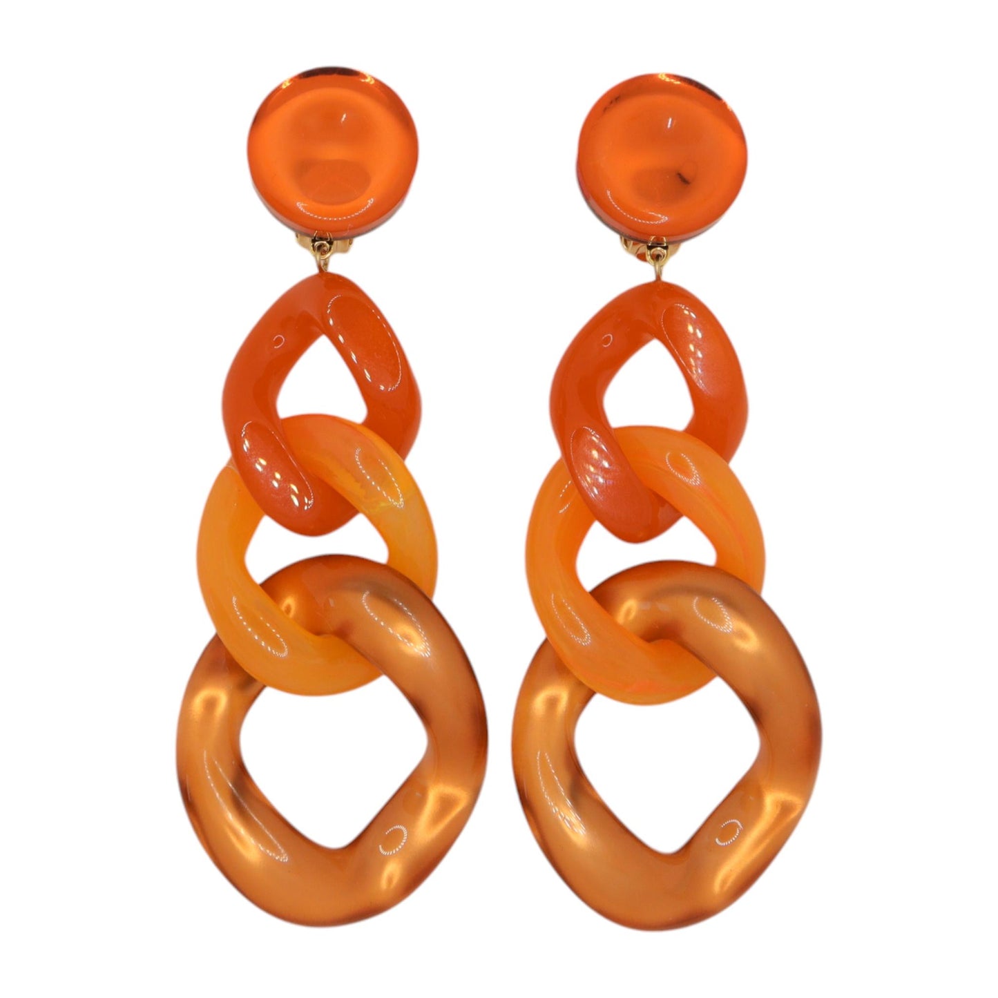 Grosse Ohrclips aus Paris in Korallorange