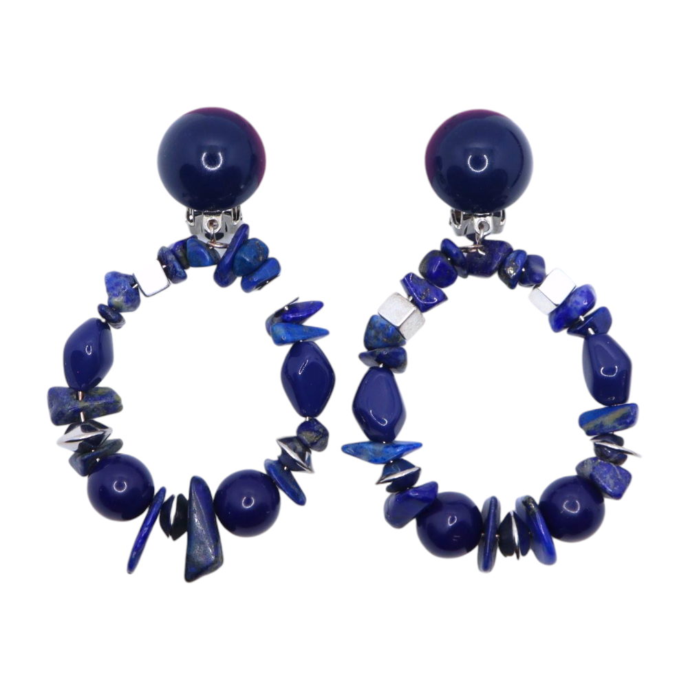 Ohrclips Designerschmuck von Francine Bramli in Dunkelblau