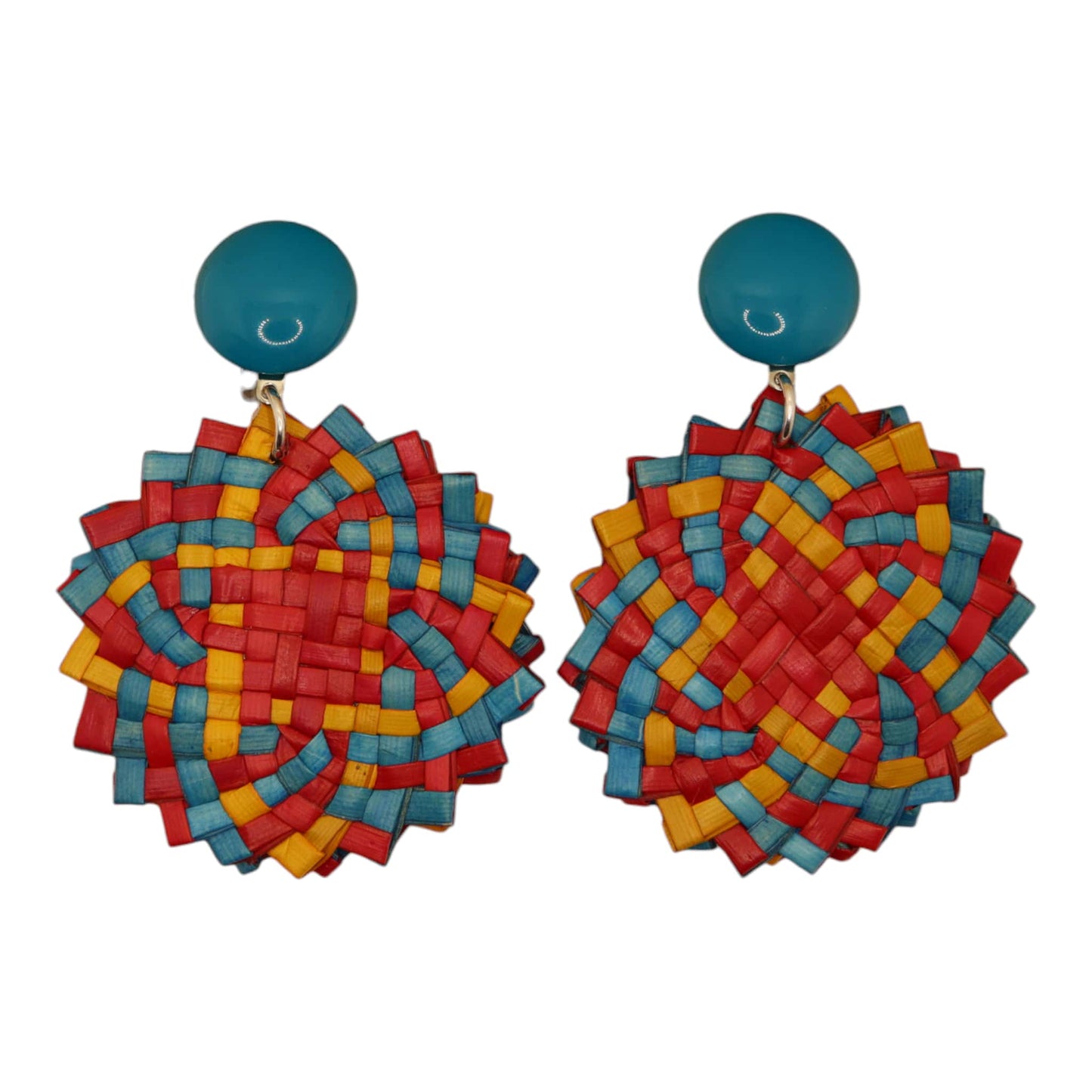 Strandschmuck Ohrclips von Francine Bramli in blau/rot