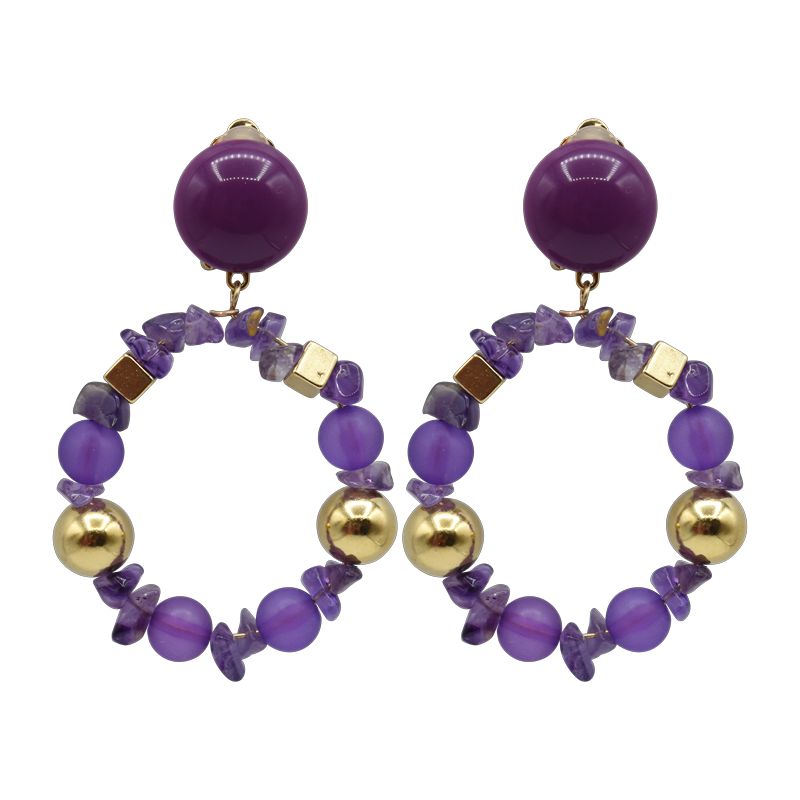 Ohrclips Designerschmuck von Francine Bramli in Lila/Gold