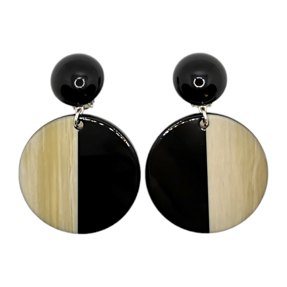 Ohrclips Designerschmuck von Francine Bramli in schwarz/beige