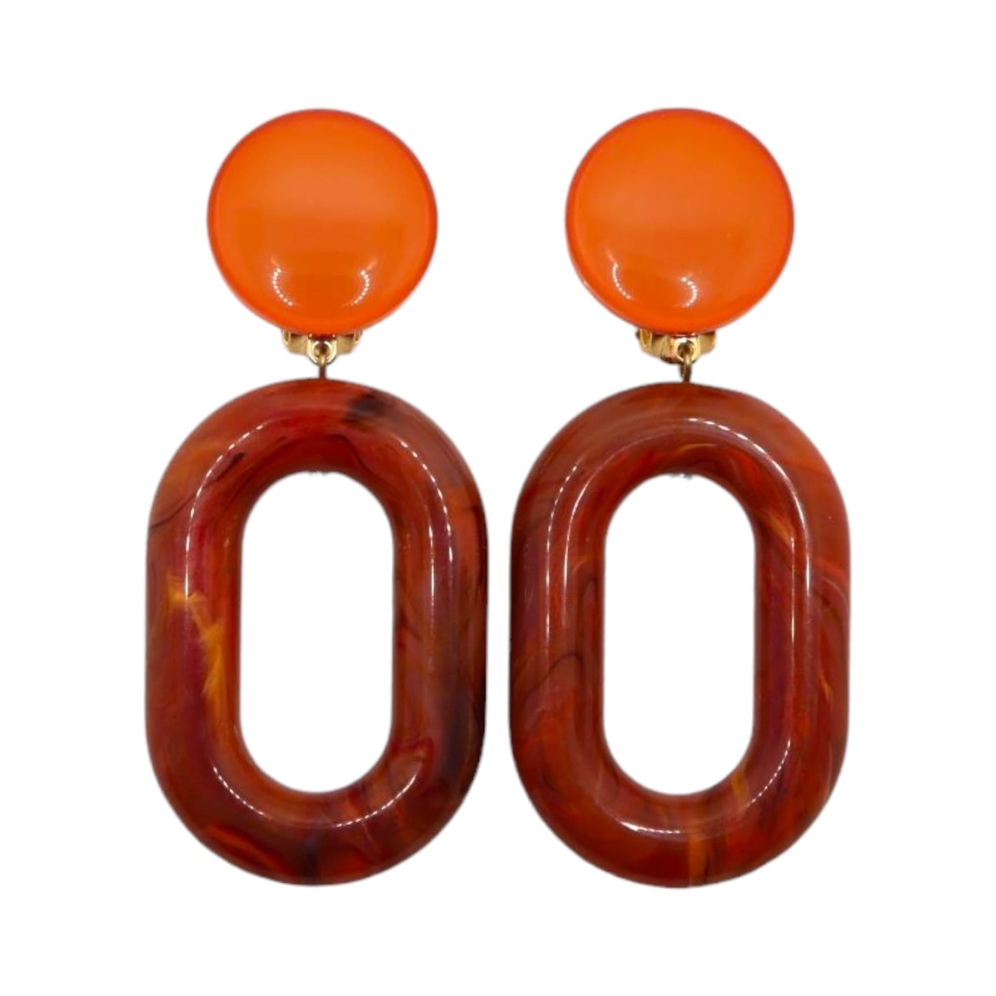 Ohrclips Designerschmuck von Francine Bramli in Rot/Orange