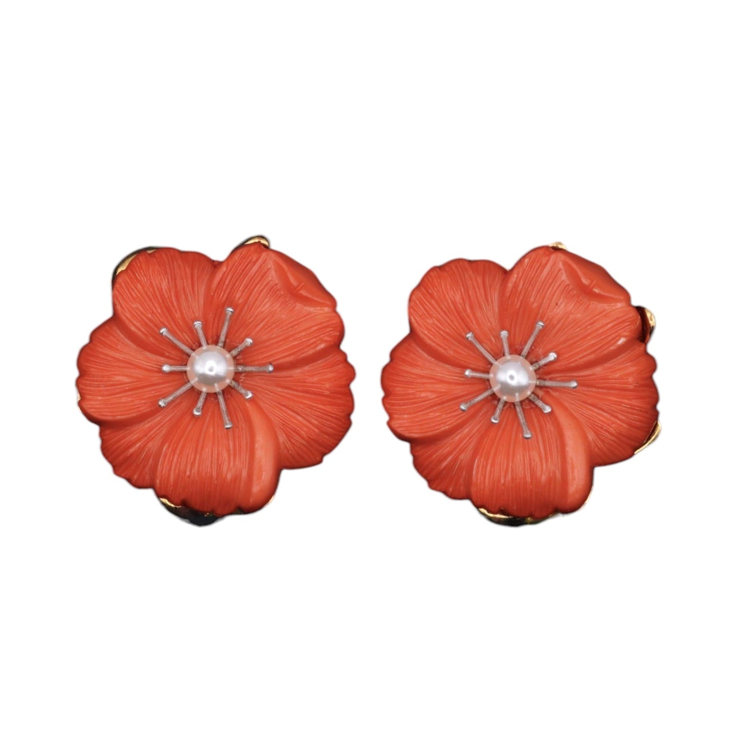Clip-Ohrringe in Blumenform mit Kunstperle