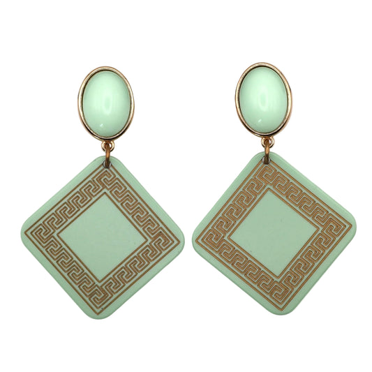 Acryl-Cabochon mit Laser-cut Ornament Quadrat und griechischem Muster